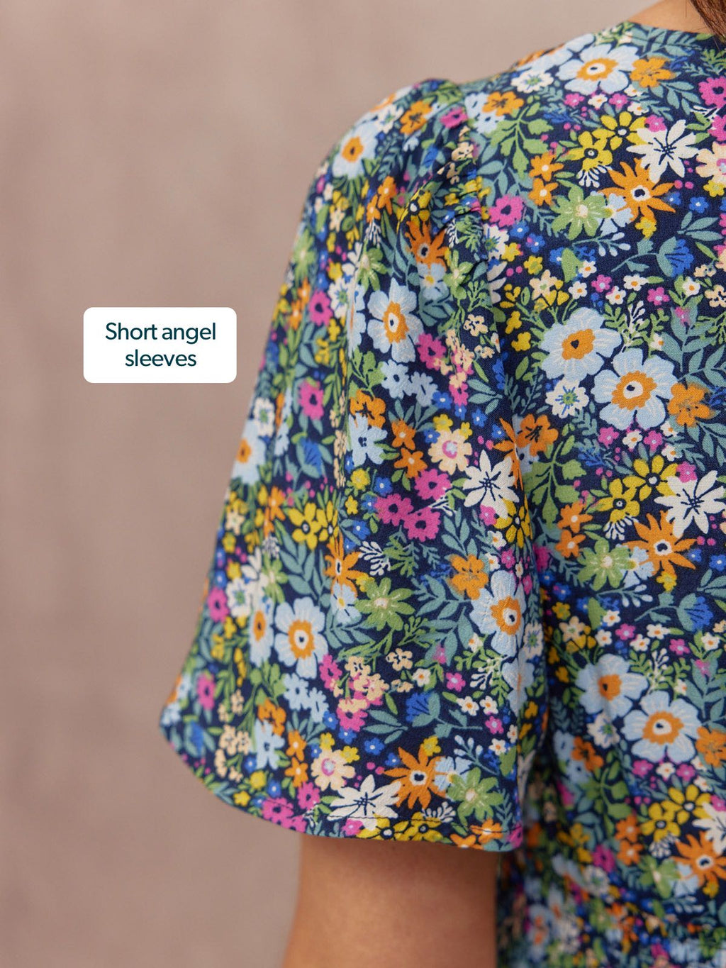 Maddie V-Neck Short Sleeve Dress - Multi-Coloured Floral Print