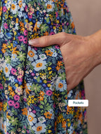 Maddie V-Neck Short Sleeve Dress - Multi-Coloured Floral Print