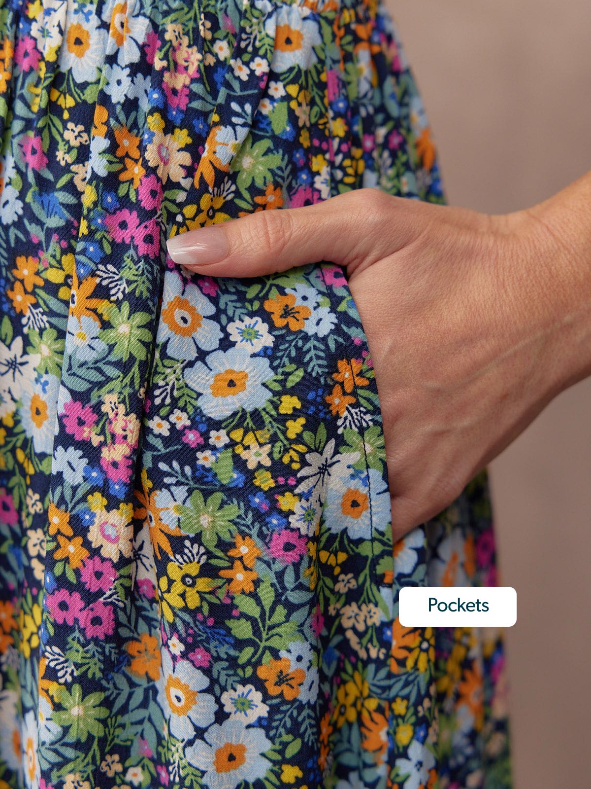 Maddie V-Neck Short Sleeve Dress - Multi-Coloured Floral Print