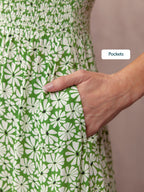 Maddie V-Neck Short Sleeve Dress - Olive Print