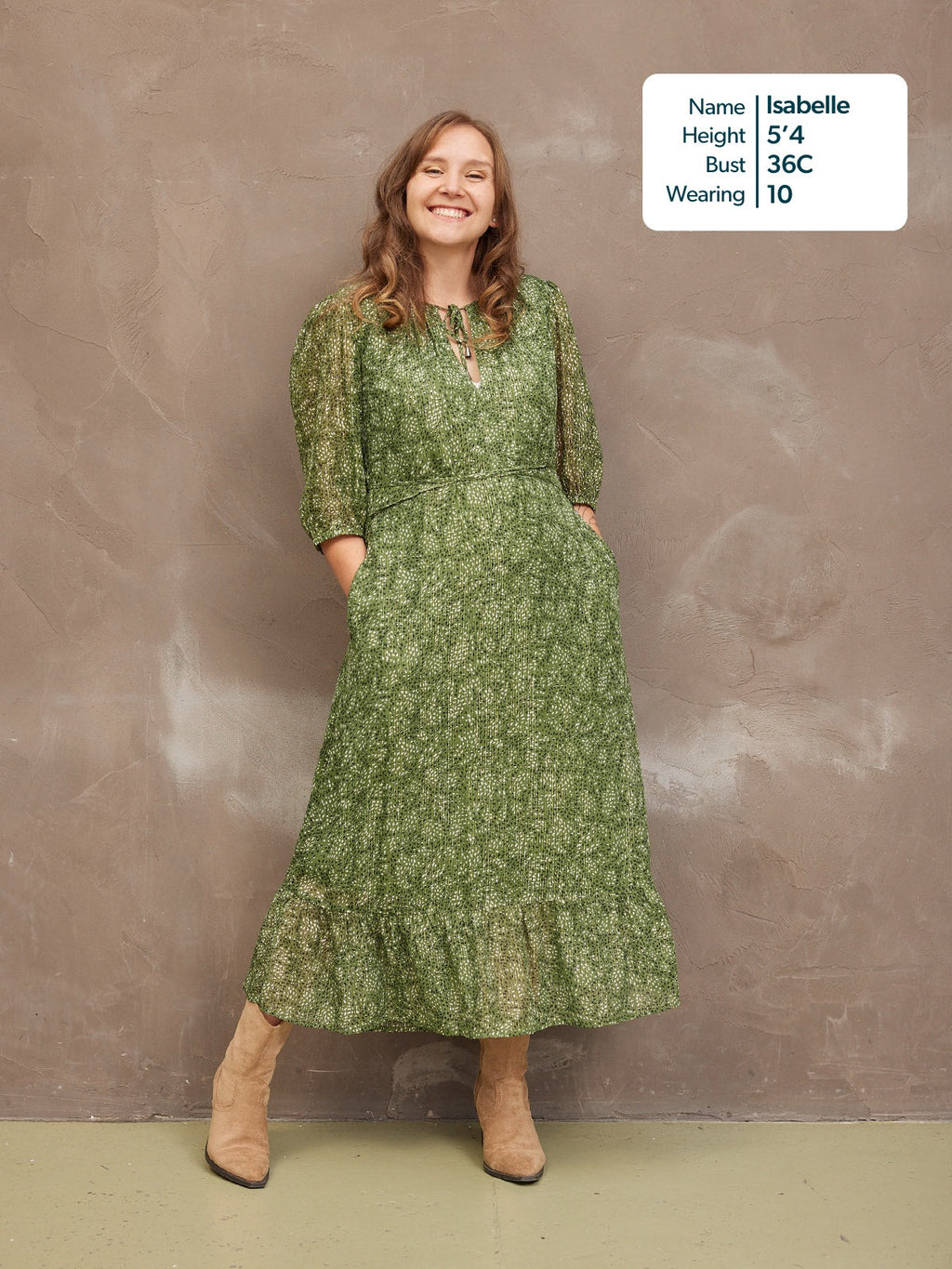 Maeve Dress - Gold Lurex & Green