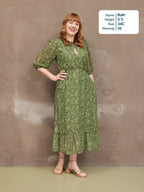 Maeve Dress - Gold Lurex & Green