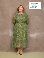 Maeve Dress - Gold Lurex & Green