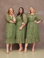 Maeve Dress - Gold Lurex & Green