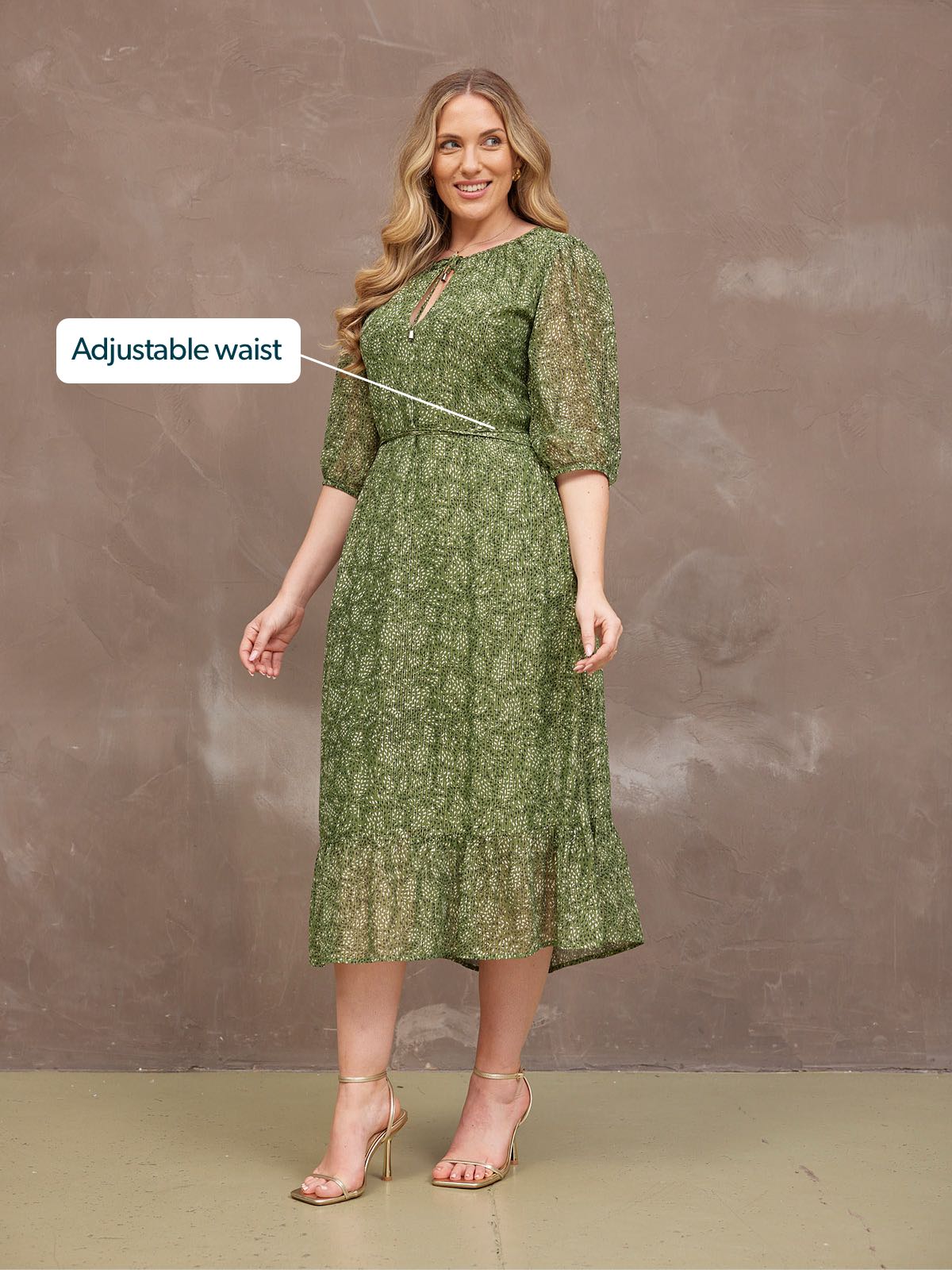 Maeve Dress - Gold Lurex & Green
