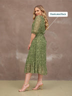 Maeve Dress - Gold Lurex & Green
