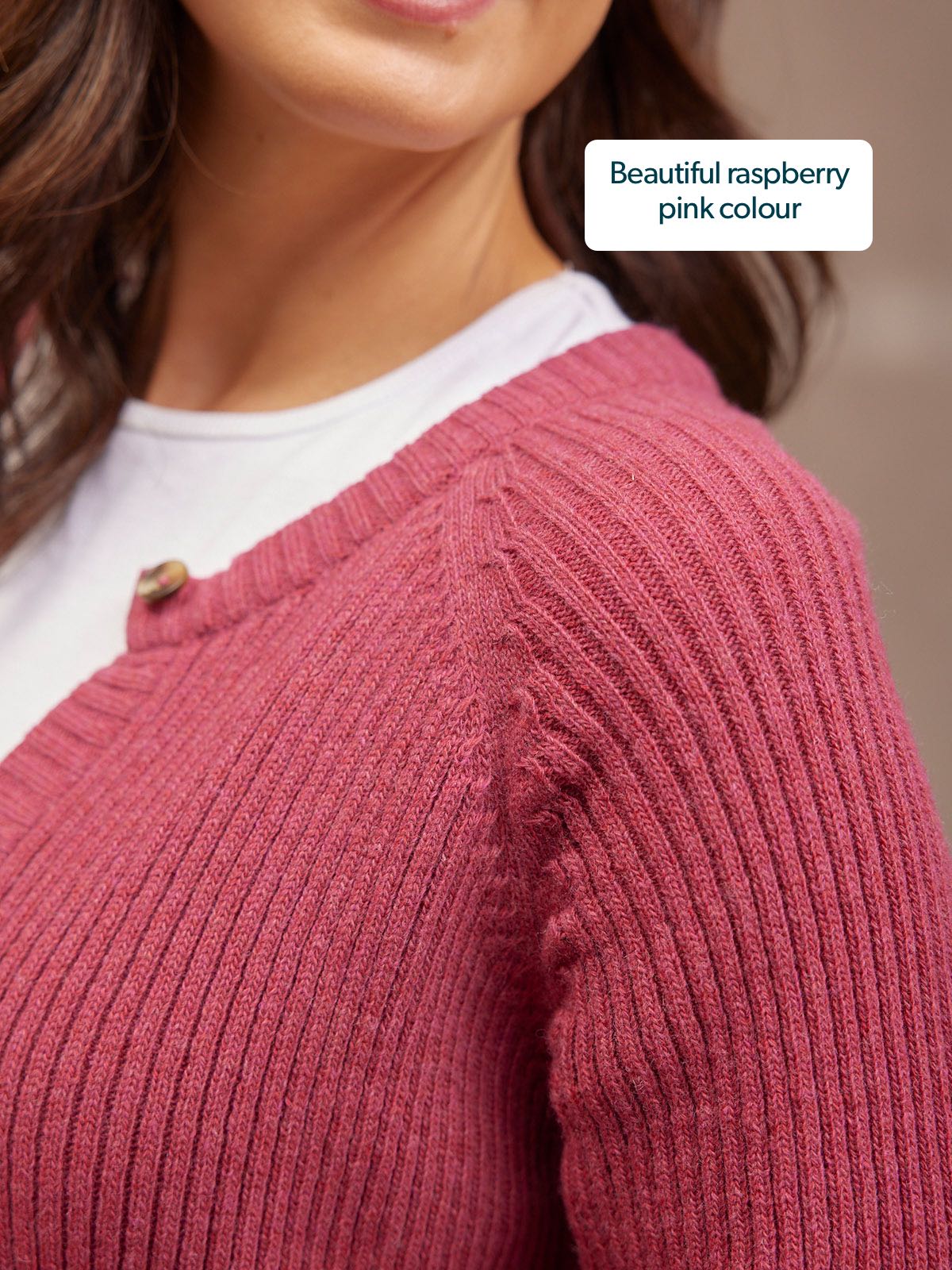 Margot Lambswool Rib Cardigan - Raspberry Pink