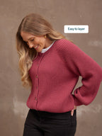 Margot Lambswool Rib Cardigan - Raspberry Pink