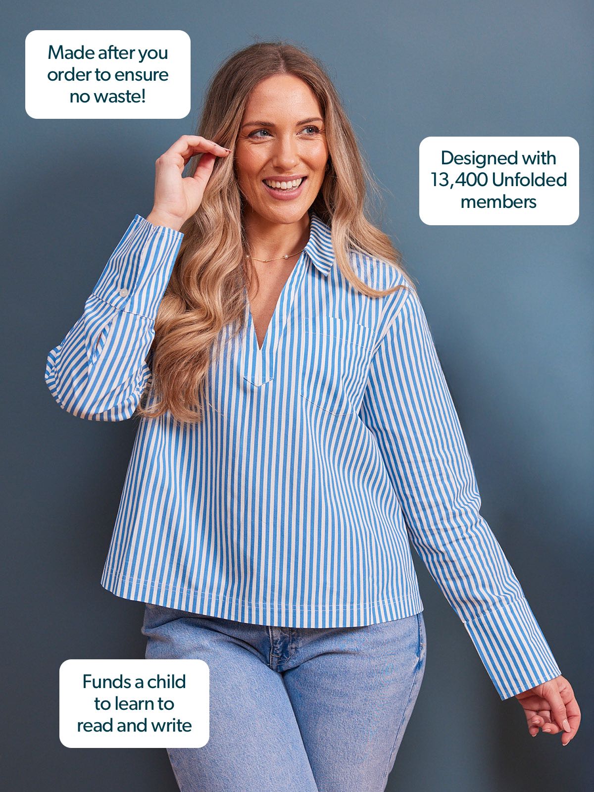 Maria Stripe Shirt - Blue and White