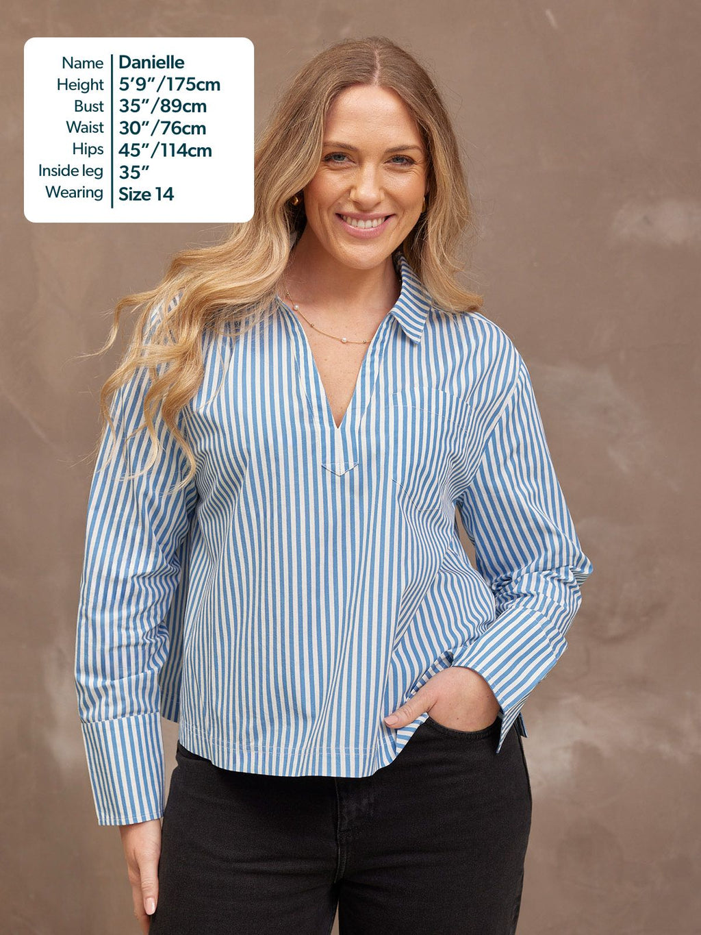 Maria Stripe Shirt - Blue and White