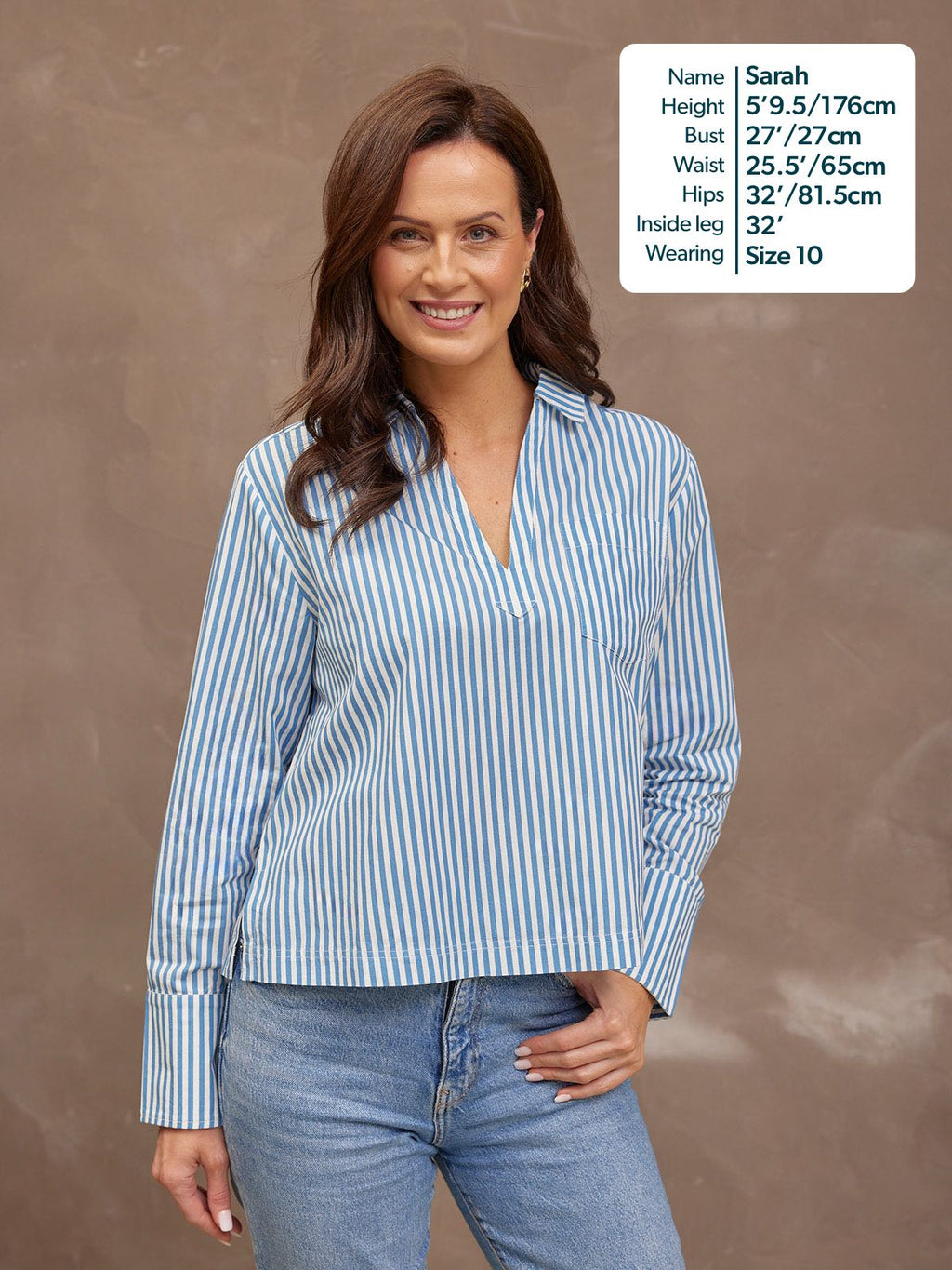 Maria Stripe Shirt - Blue and White