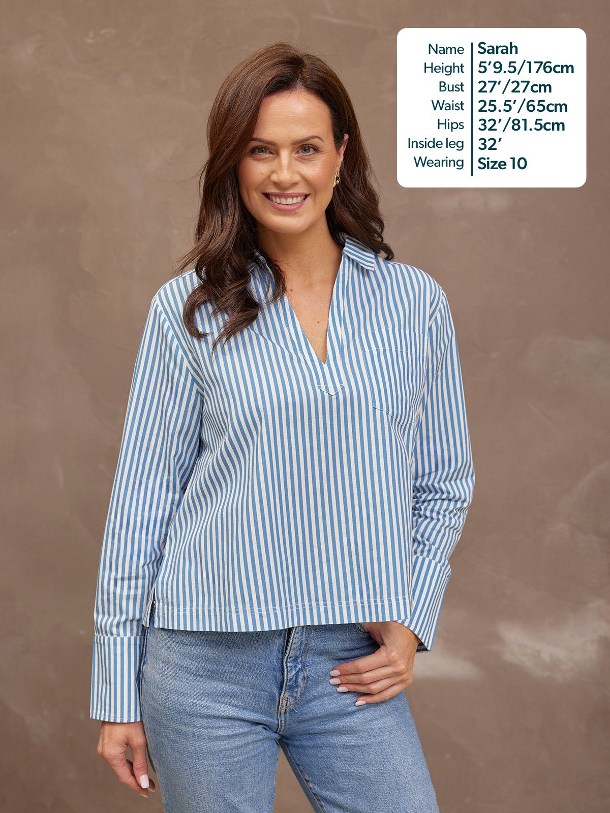 Maria Stripe Shirt - Blue and White