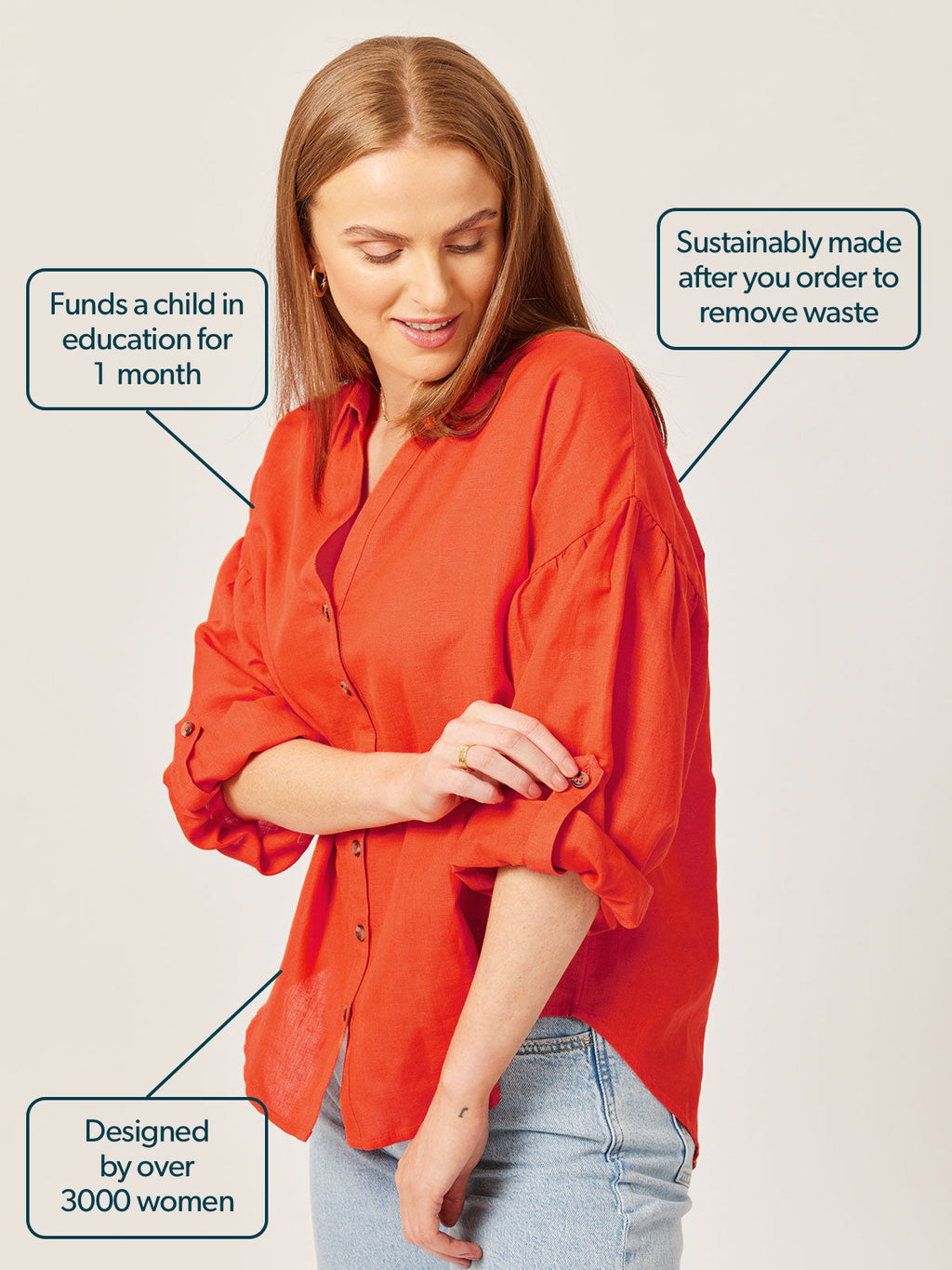 Martha Oversized Shirt - Red