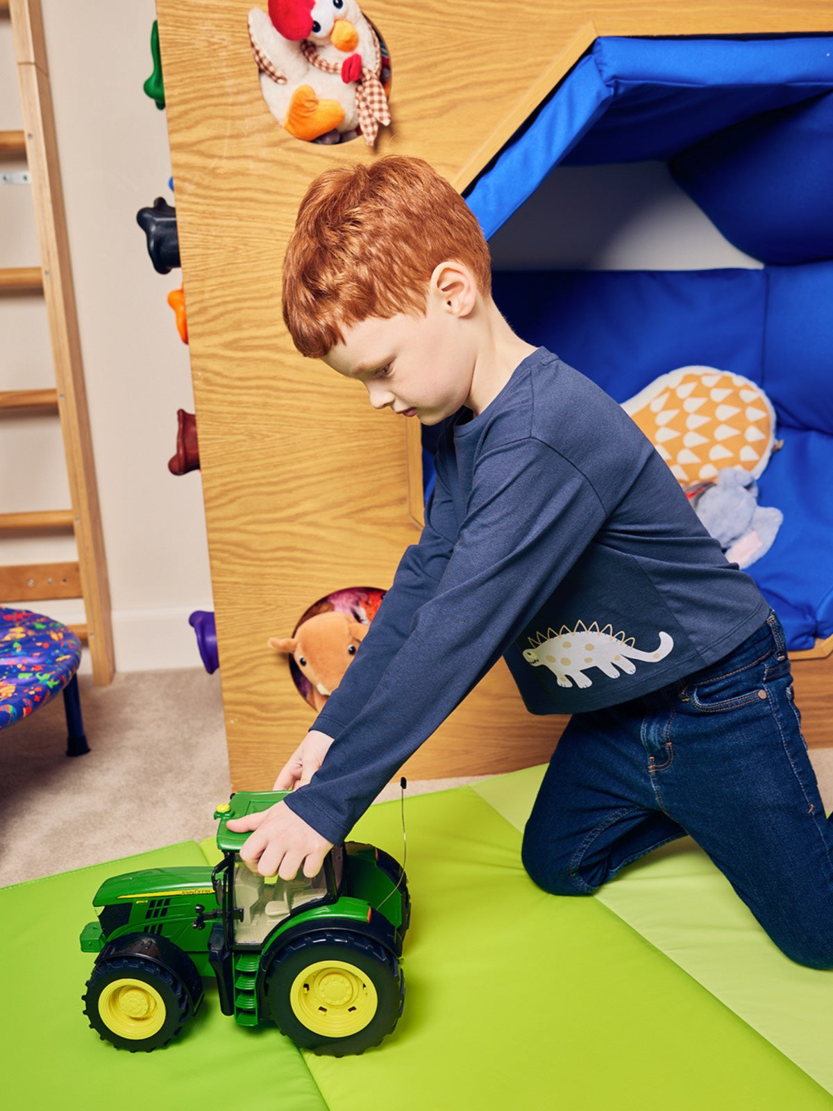 Melodi - Kids Long Sleeve T-Shirt - Navy Dinosaur Print