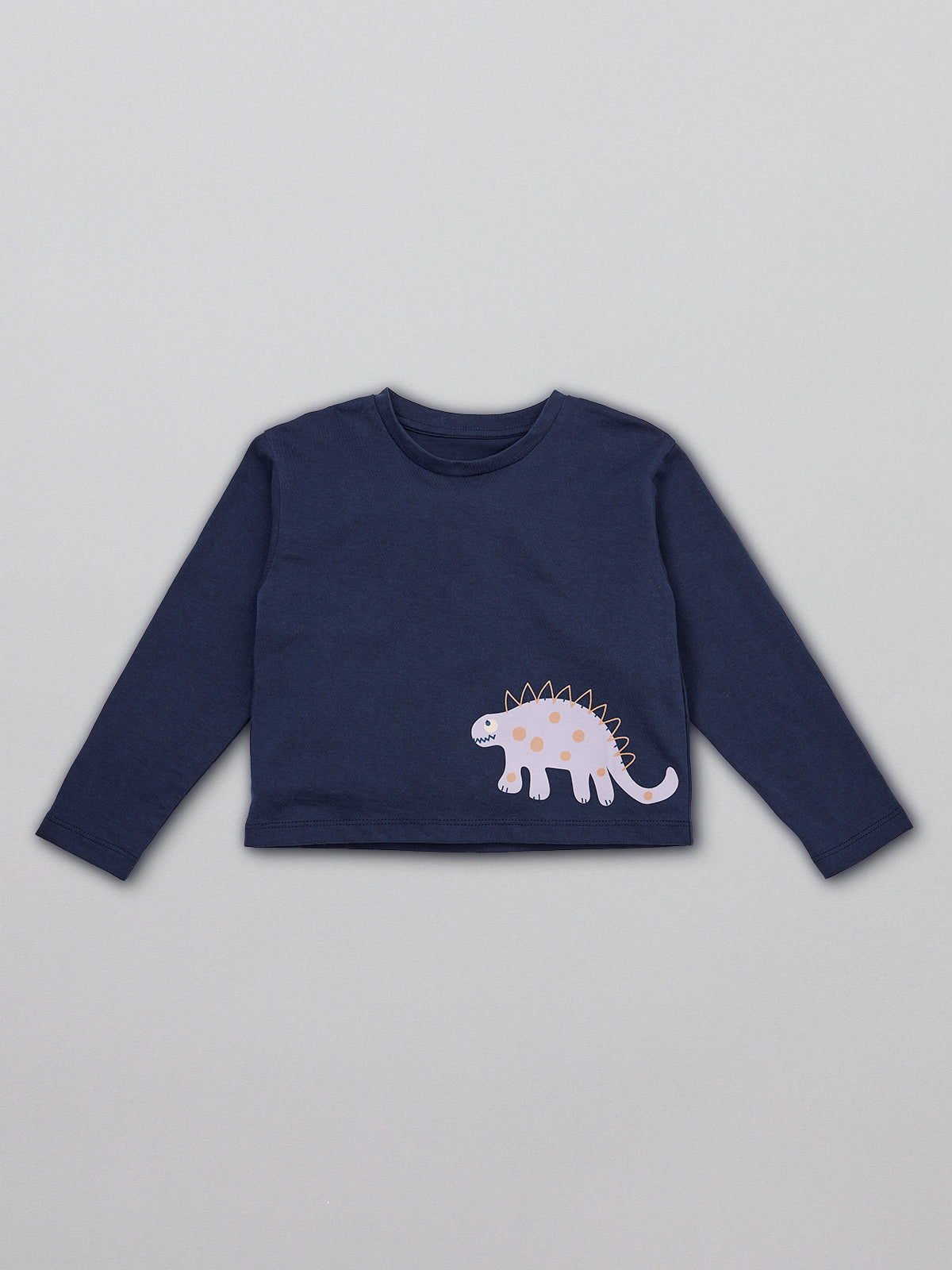 Melodi - Kids Long Sleeve T-Shirt - Navy Dinosaur Print