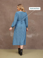 Millie Button Front Dress - Blue Star Print
