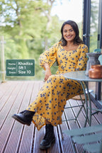 Molly - Sweetheart Midi Dress - Yellow Floral