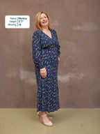 Monica V-Neck Tea Dress - Navy Floral