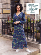 Monica V-Neck Tea Dress - Navy Floral