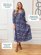 Naaila Paisley Dress - Navy