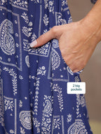 Naaila Paisley Dress - Navy