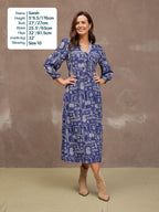 Naaila Paisley Dress - Navy