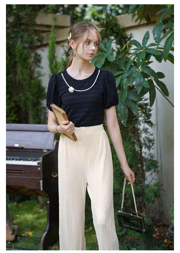 Fairycore Sweet Pearl Rose Shirt Top