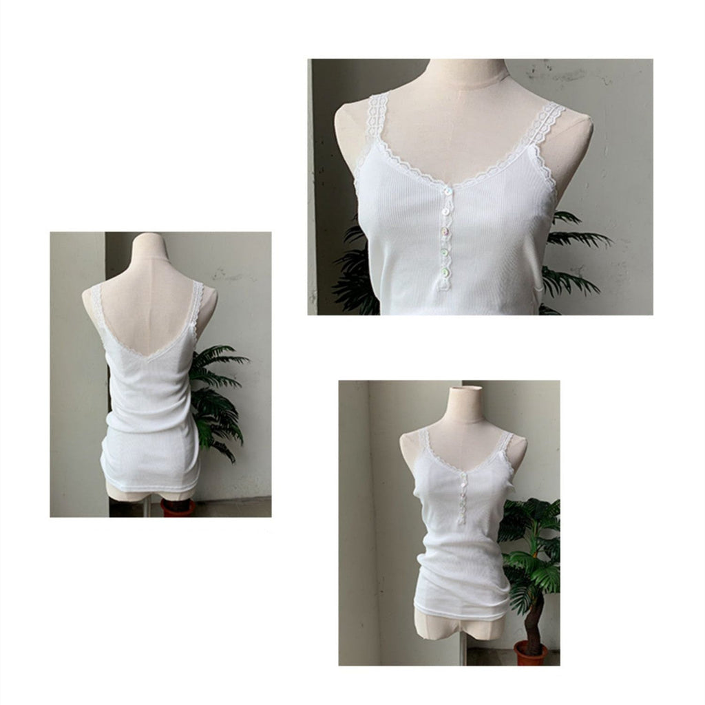 Fairycore Simple Lace White Cami Top