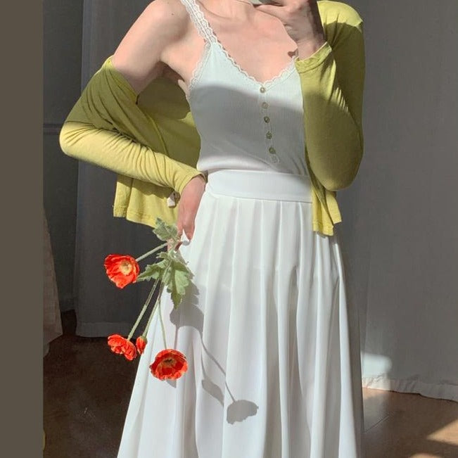 Fairycore Simple Lace White Cami Top