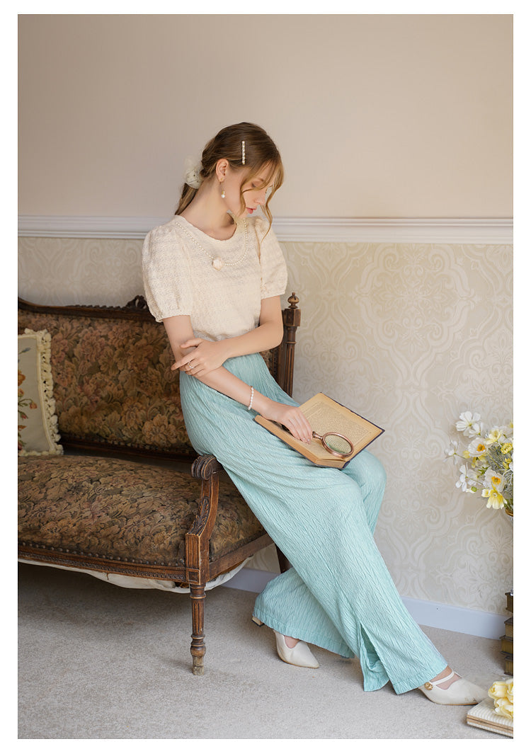 Fairycore Sweet Pearl Rose Shirt Top