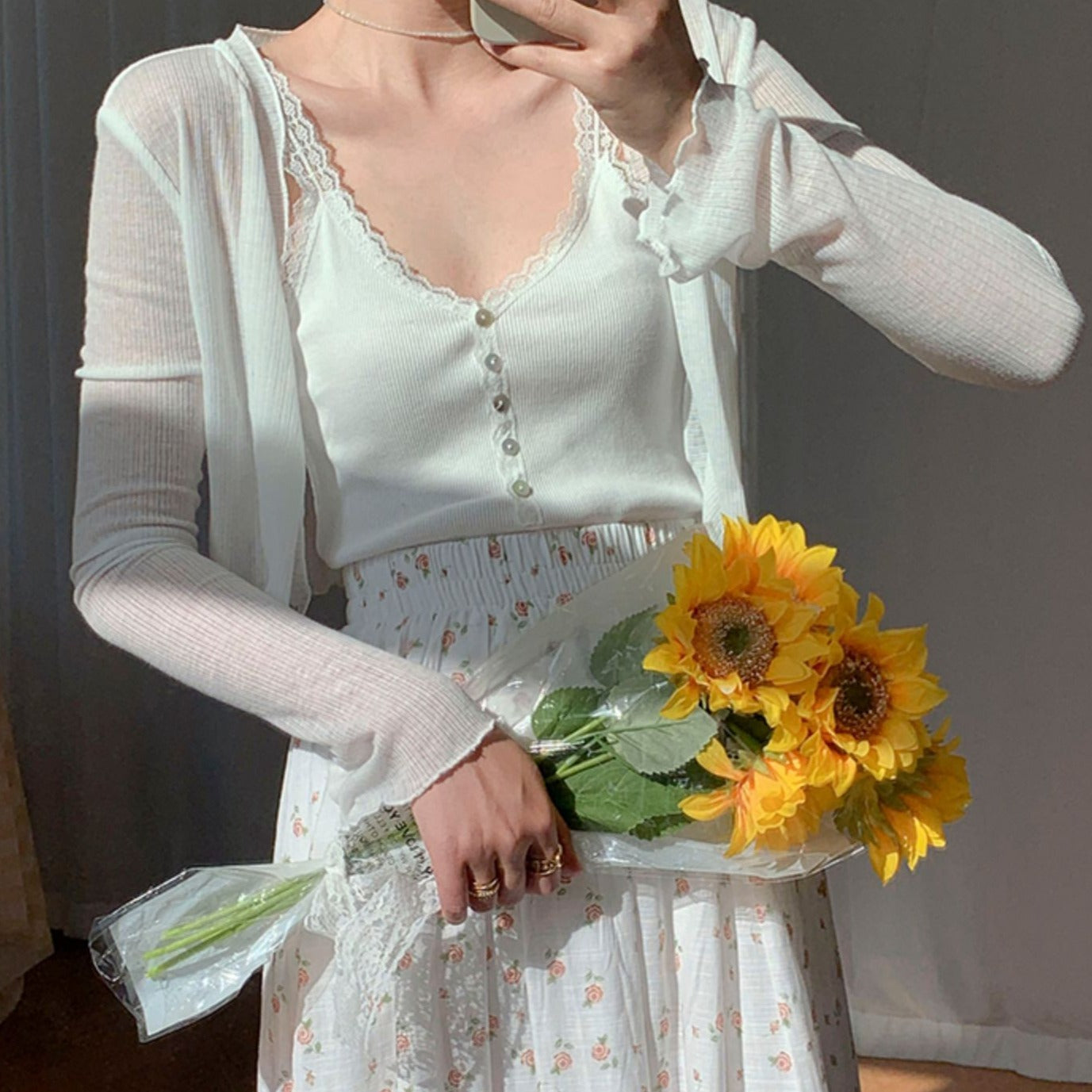 Fairycore Simple Lace White Cami Top