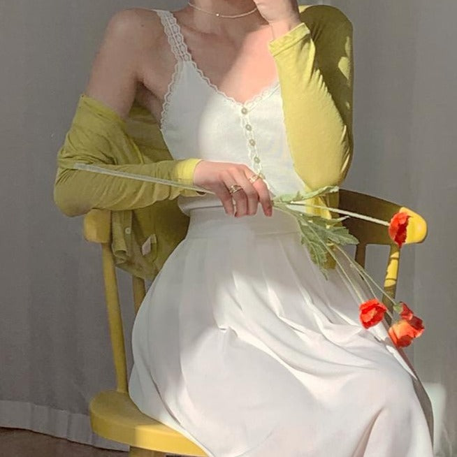 Fairycore Simple Lace White Cami Top