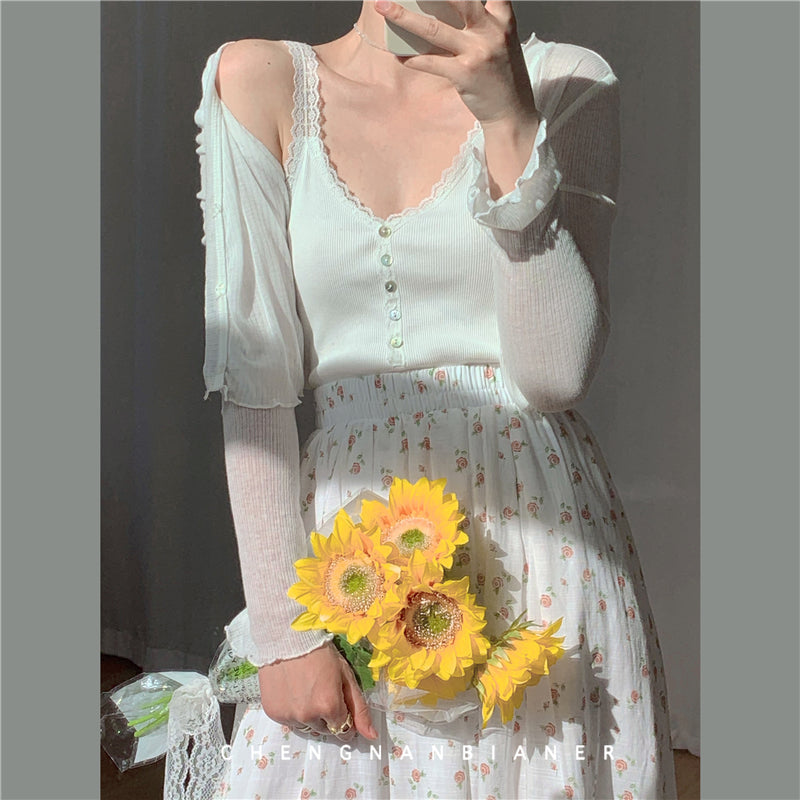 Fairycore Simple Lace White Cami Top