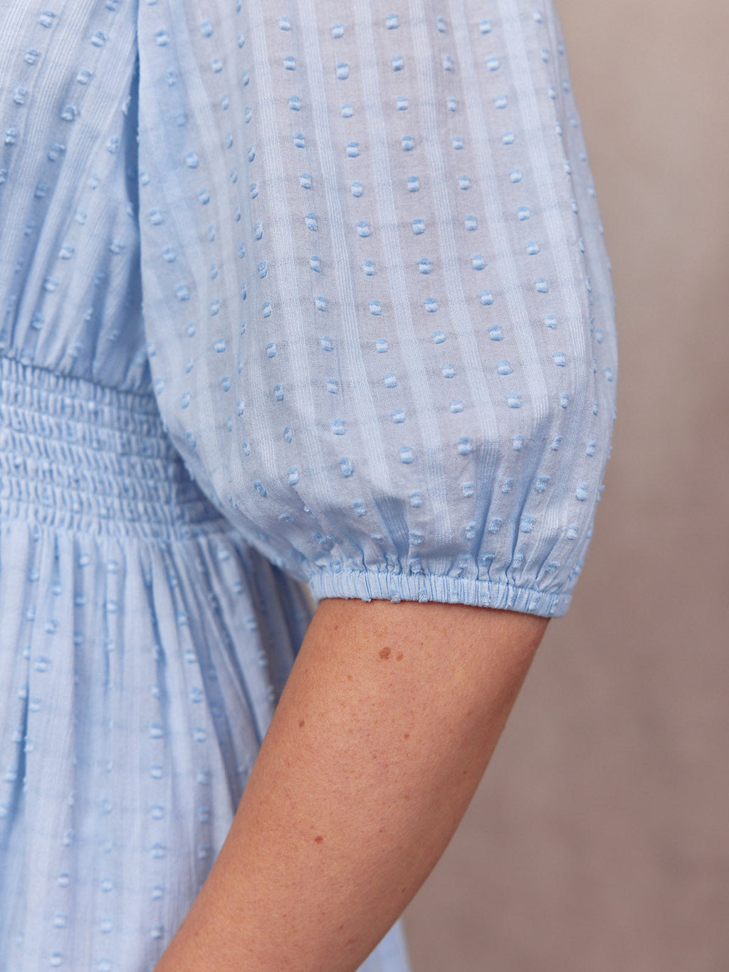 Phoebe Swiss Dot Button Front Dress - Blue
