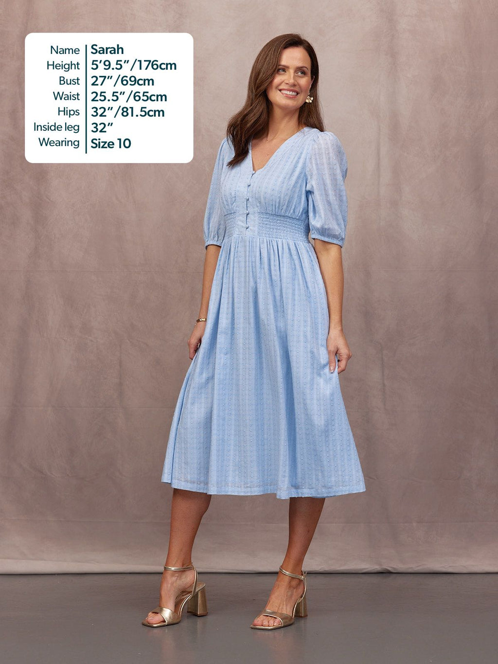Phoebe Swiss Dot Button Front Dress - Blue