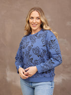 Piper Sweatshirt - Blue Floral Print