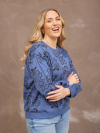 Piper Sweatshirt - Blue Floral Print