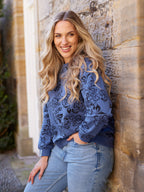 Piper Sweatshirt - Blue Floral Print