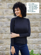 Polly - High Neck Jersey Top - Black