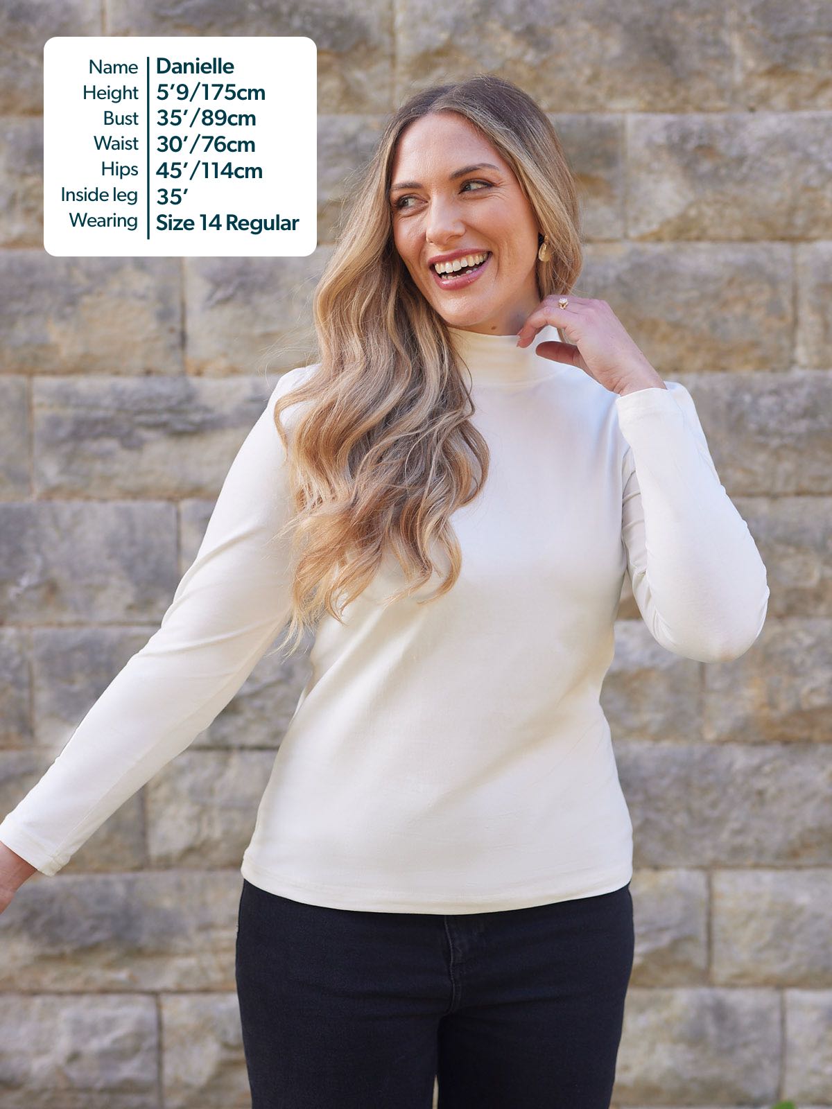 Polly - High Neck Jersey Top - Ecru