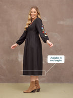 Rodica Dress - Embroidered Black