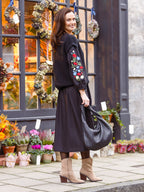 Rodica Dress - Embroidered Black