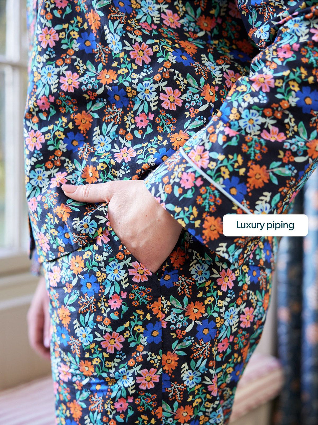 Rosie - Poplin Pyjama - Black Floral