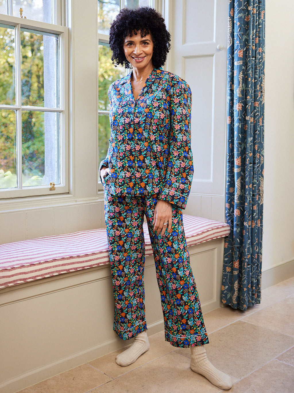 Rosie - Poplin Pyjama - Black Floral