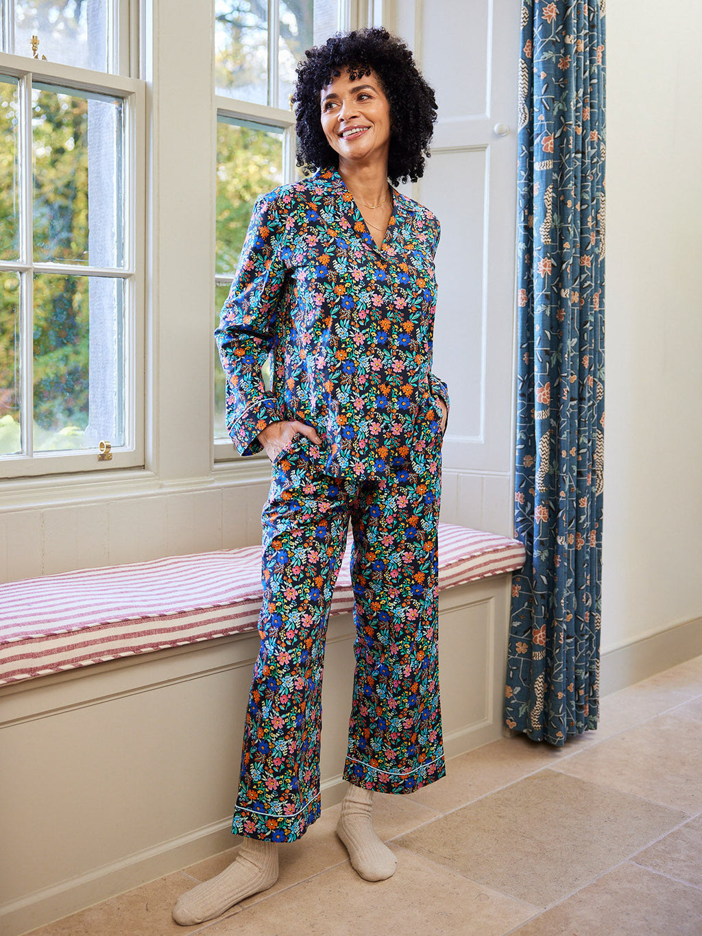 Rosie - Poplin Pyjama - Black Floral