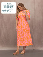 Sally Grace Tie Sleeve Dress - Pink & Orange Floral Print