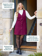 Sandie - Cord Pinafore Dress - Burgundy