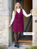 Sandie - Cord Pinafore Dress - Burgundy