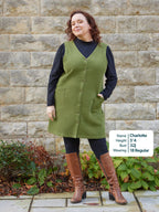 Sandie - Cord Pinafore Dress - Green