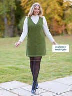 Sandie - Cord Pinafore Dress - Green